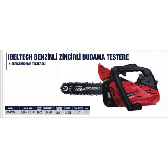 IBELTECH BENZİNLİ ZİNCİRLİ TESTERE OO-2500A- (BUDAMA TESTERESİ)