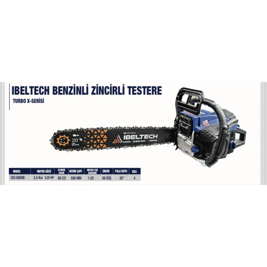 IBELTECH BENZİNLİ ZİNCİRLİ TESTERE OO-5800B- (HYUNDAİ MODEL)